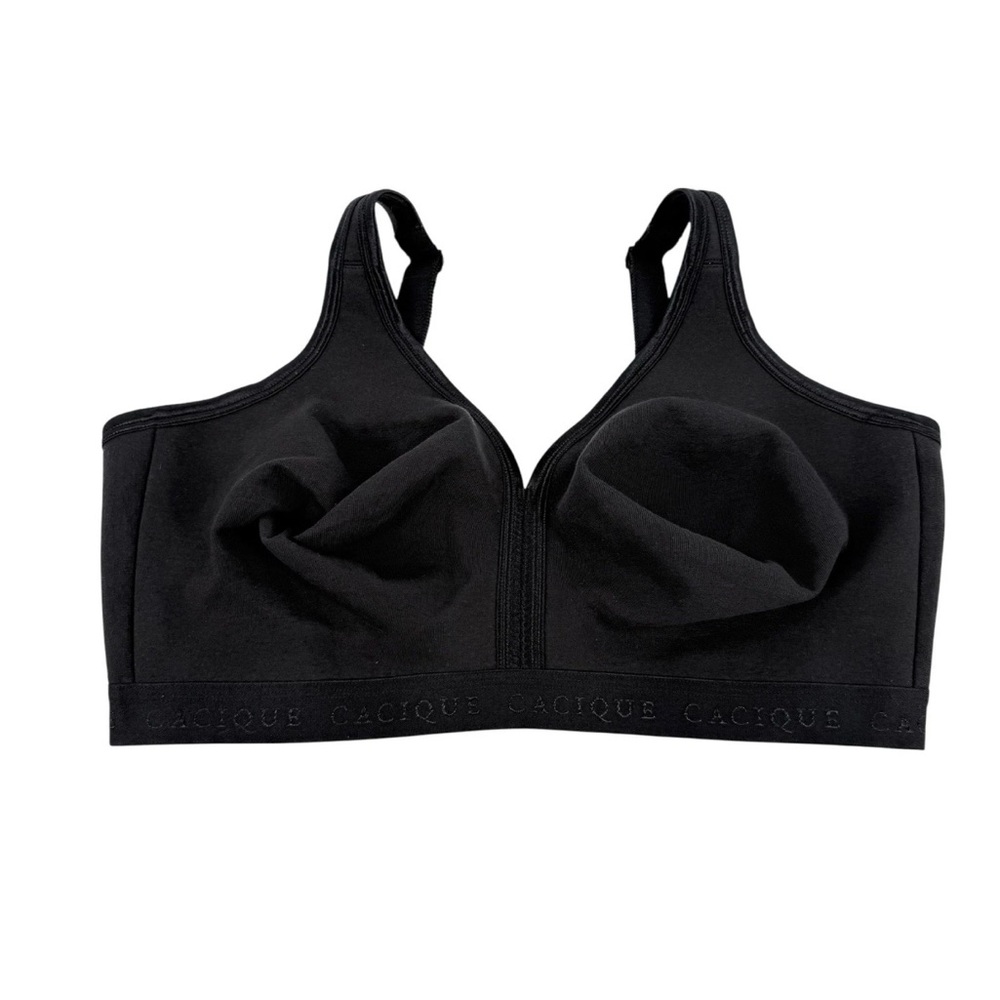 Cacique Bra Womens Size 42DDD Black Cotton Blend Knit No-Wire Comfort Stretch